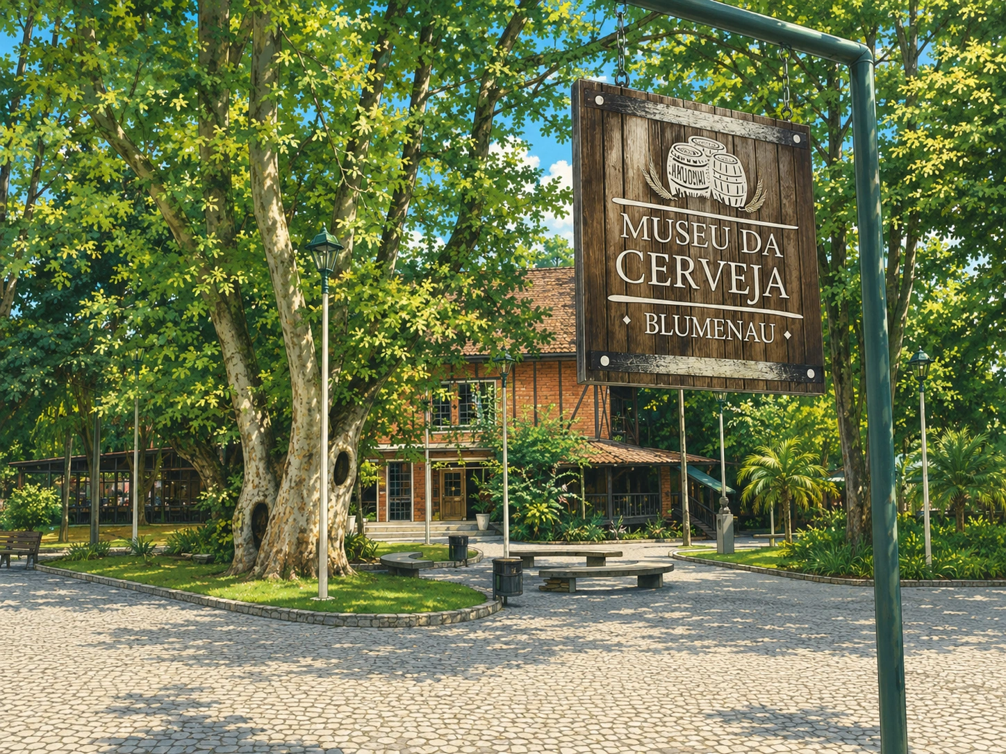 Ilustração do Museu da Cerveja em Blumenau, próximo à Rua XV de Novembro